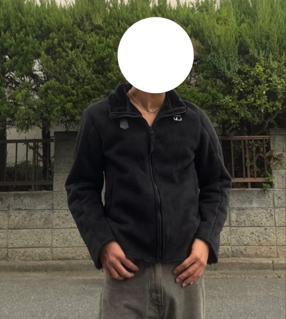 black mouton jacket B-3 suède jacket 90s
