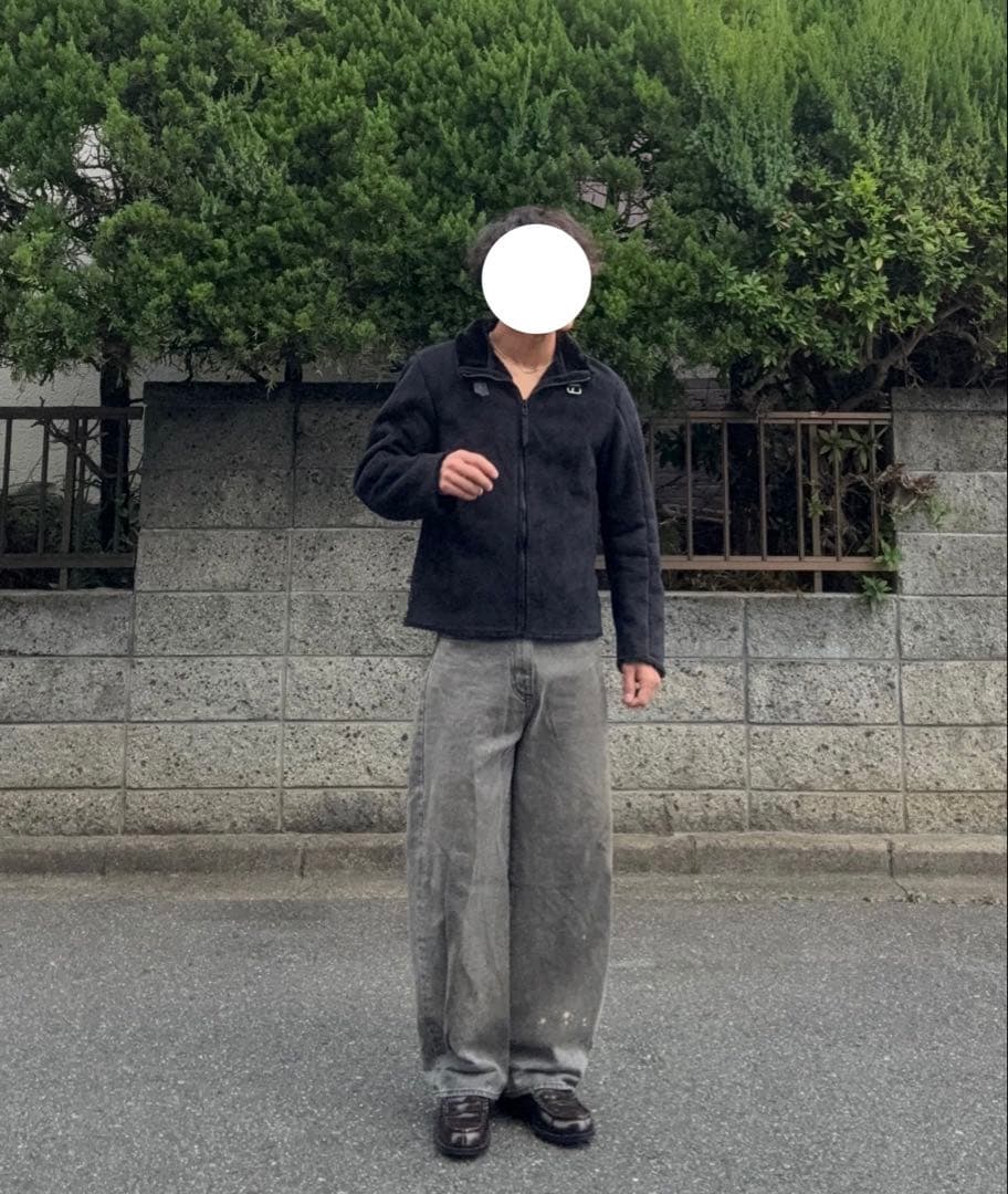 black mouton jacket B-3 suède jacket 90s