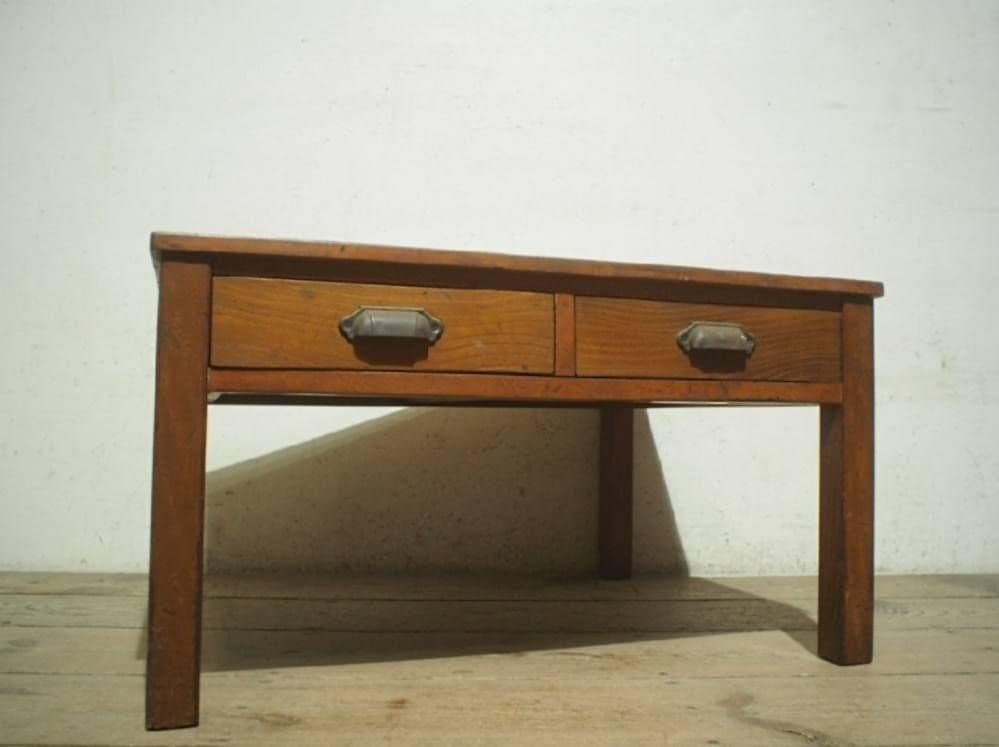 1016 ヴィンテージ　シンプルな文机　ローテーブル　引き出し　古家具　レトロ