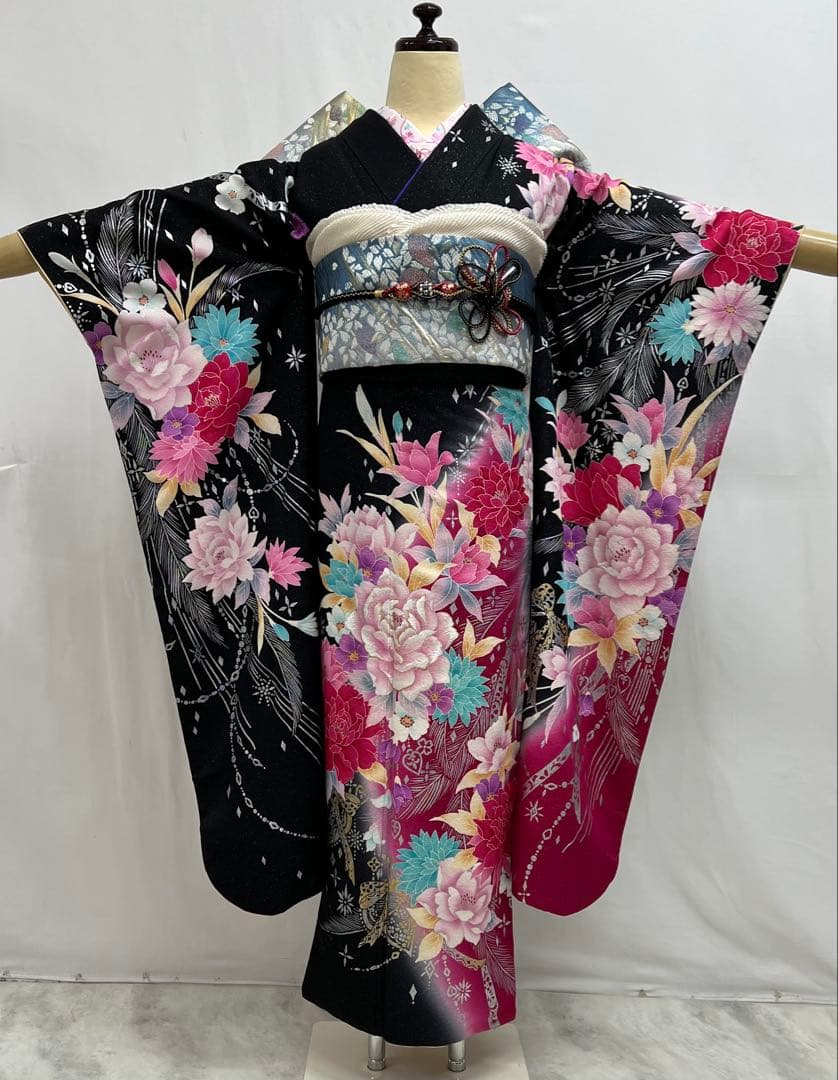 振り袖　フルセット　長襦袢付　金彩　刺繍　銀通し　豪華　成人式　長尺袋帯　612