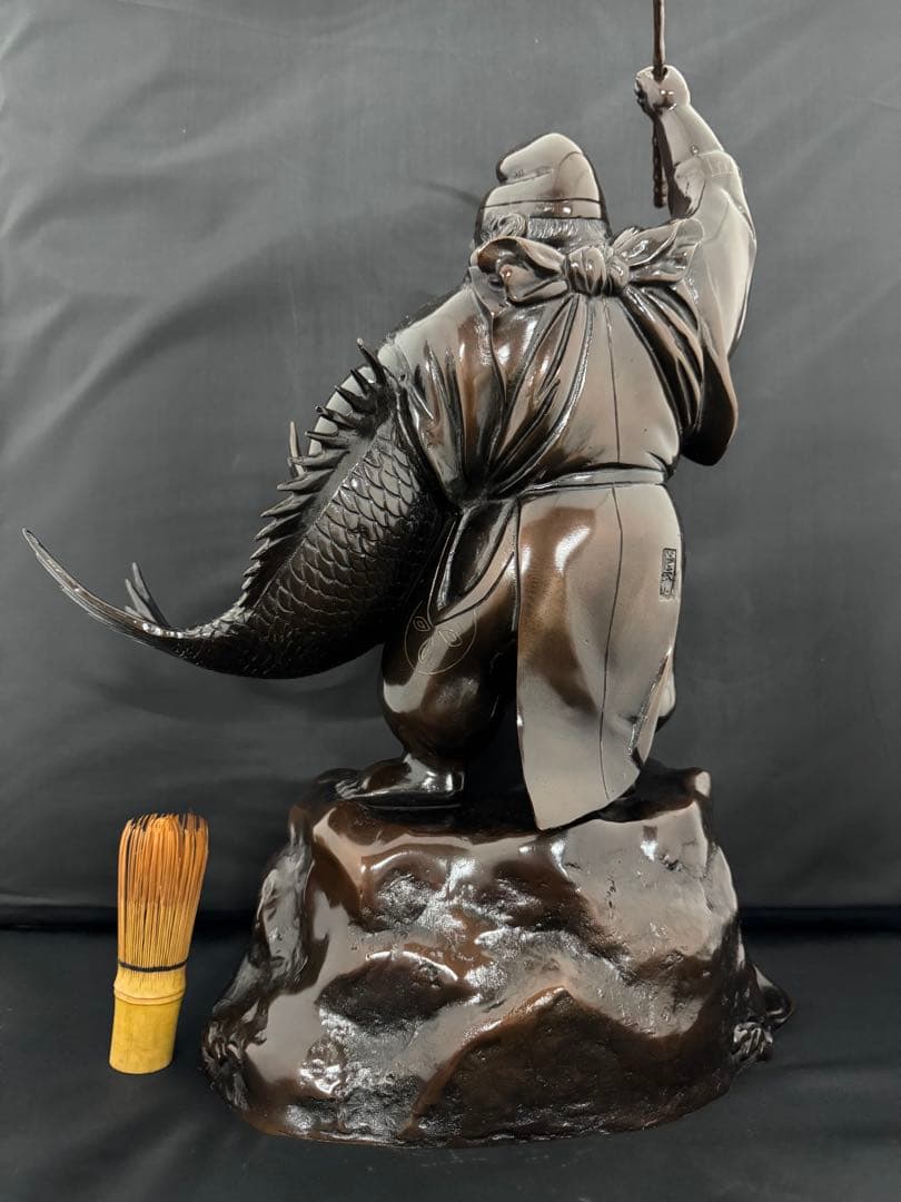 特大 恵比寿 七福神 銅　彫刻 置物 風水 開運 金運　インテリア　アンティーク