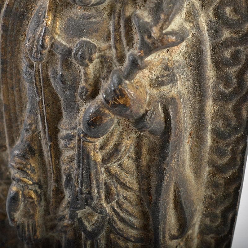 仏教美術　古銅鍍金　観音菩薩像　仏像　置物　観音開逗子付　C　R7239