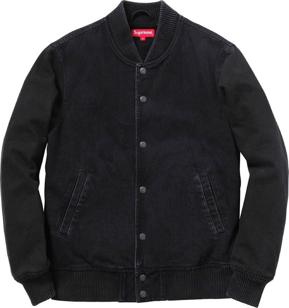 美品 Supreme Denim Twill Varsity Jacket L