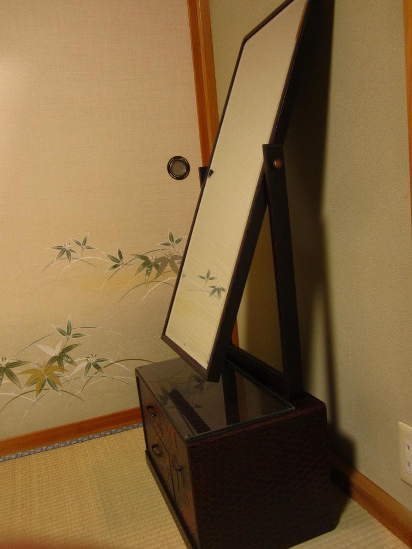 極美品◆伝統工芸◆鎌倉彫◆鏡台/姿見「梅の図」桐の引出し◆梱包・発送たのメル便