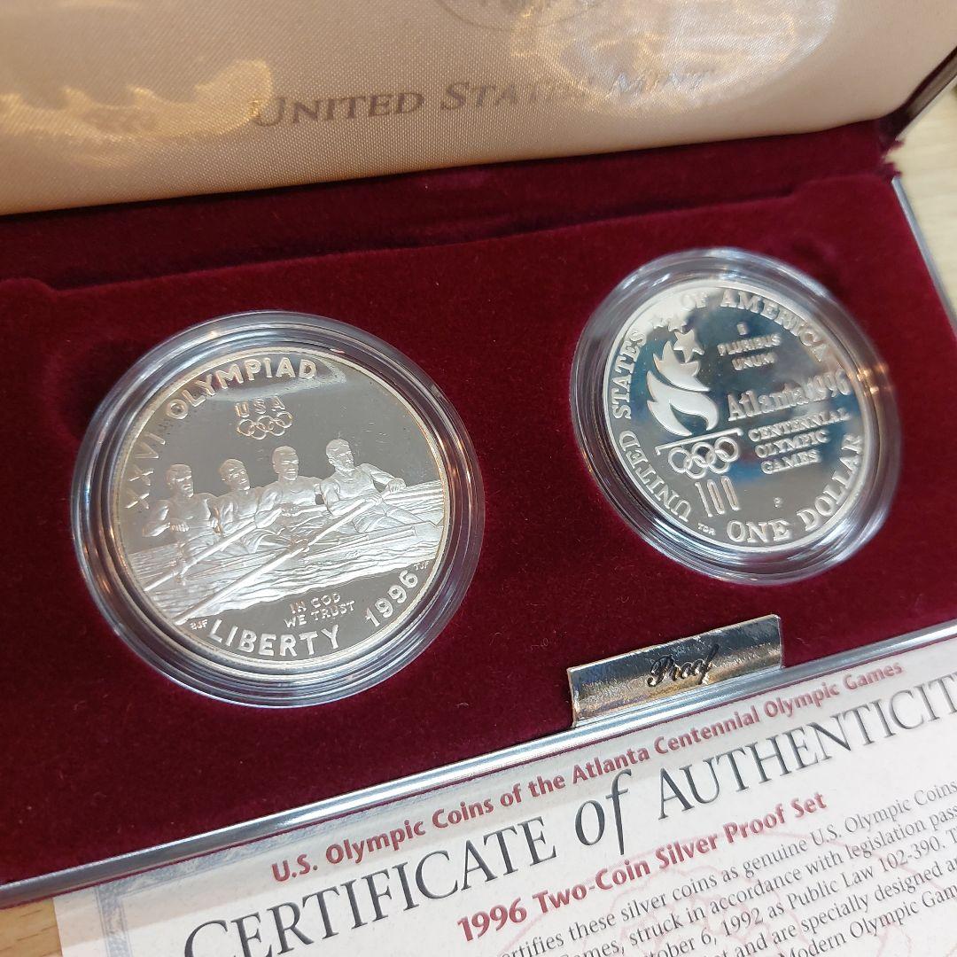 1996年アトランタオリンピック銀貨2枚セット 長期保管品 多少 傷 汚れあり