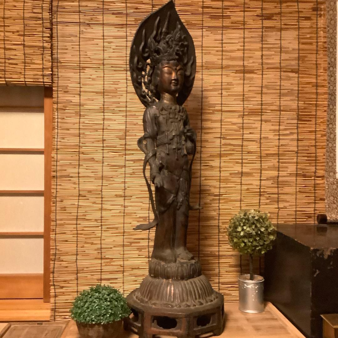 朝鮮・三国時代「百済・観世音菩像」高句麗・新羅・百済・天平・銅鉄・特大