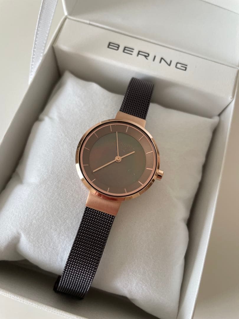 BERING ローズゴールド メッシュベルト 時計