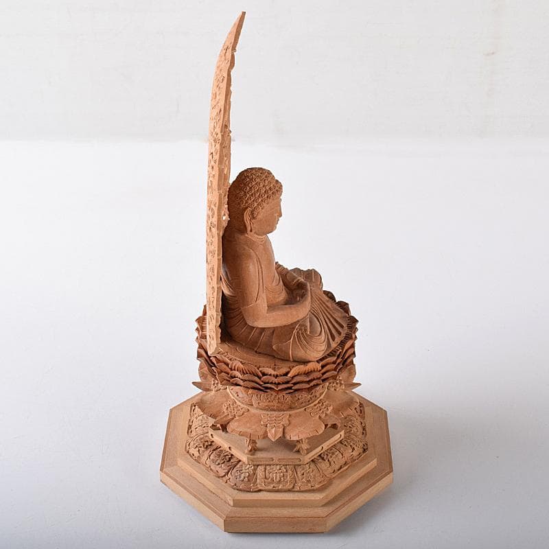 総白檀　天然ダイヤモンド白毫　阿弥陀如来像　美術目録・桐箱付　D　R8425B