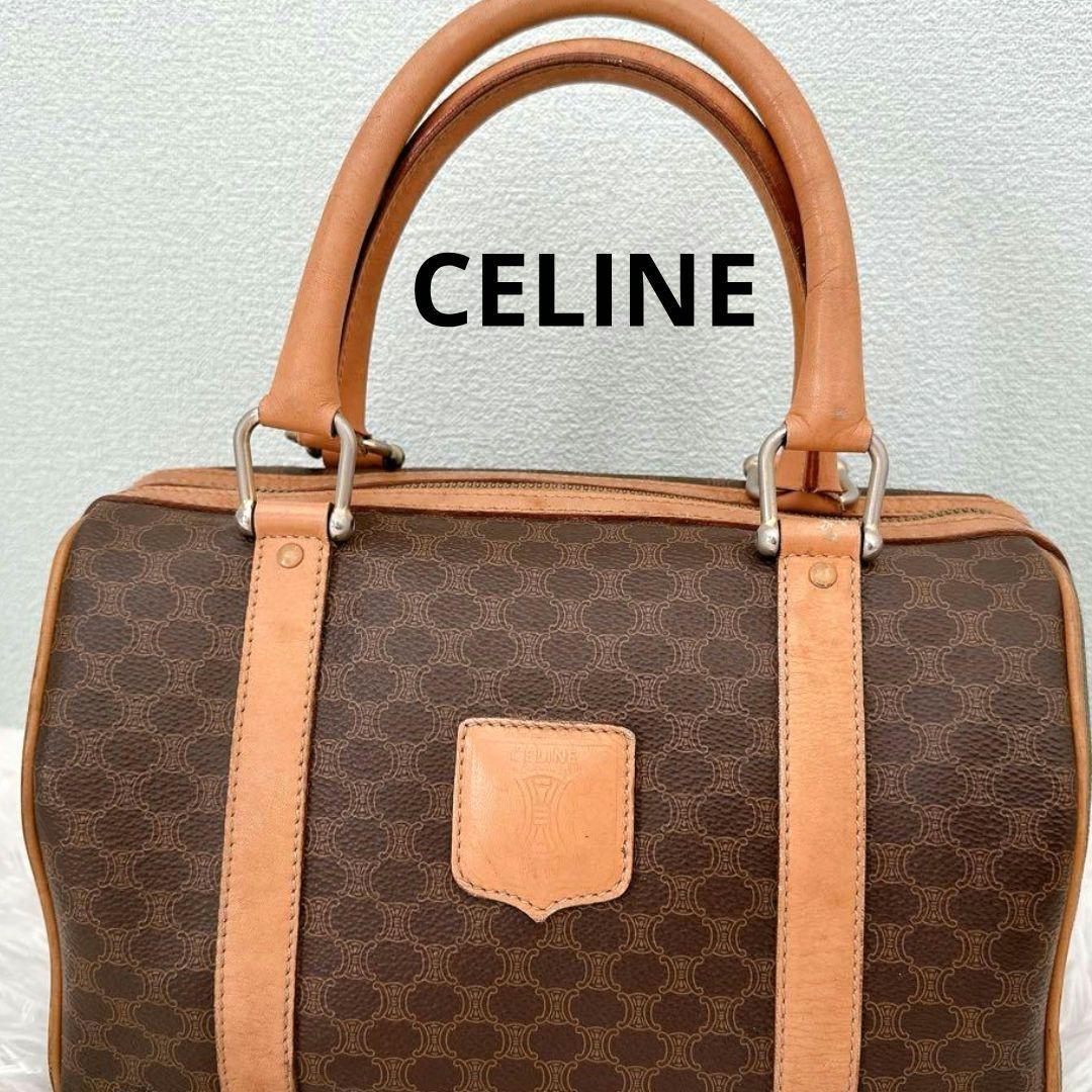 【値下げ】CELINE ・マカダム柄・トリオンフ・ミニ・ボストンバッグ・2way