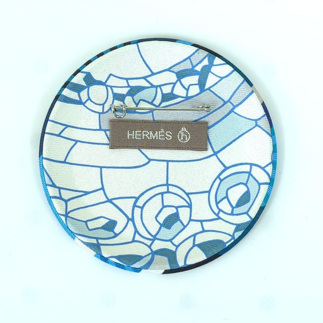 エルメス プティアッシュ シルク ピンブローチ バッジ ブルー ブラック