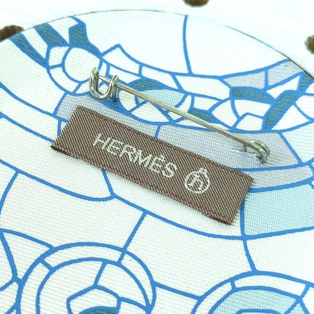 エルメス プティアッシュ シルク ピンブローチ バッジ ブルー ブラック