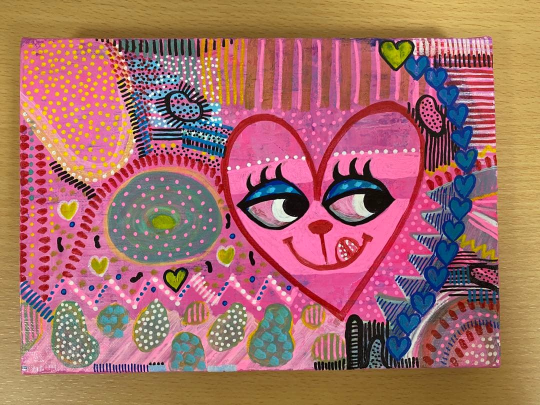 ポップアート、ピンクアート、ハート、絵画、原画、インテリア、現代アート