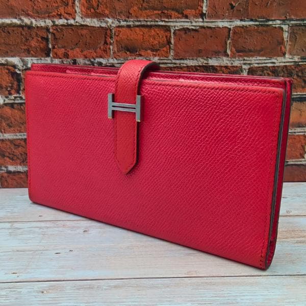 HERMES エルメス べアンスフレ ヴォーエプソン 長財布 ピンク　0052