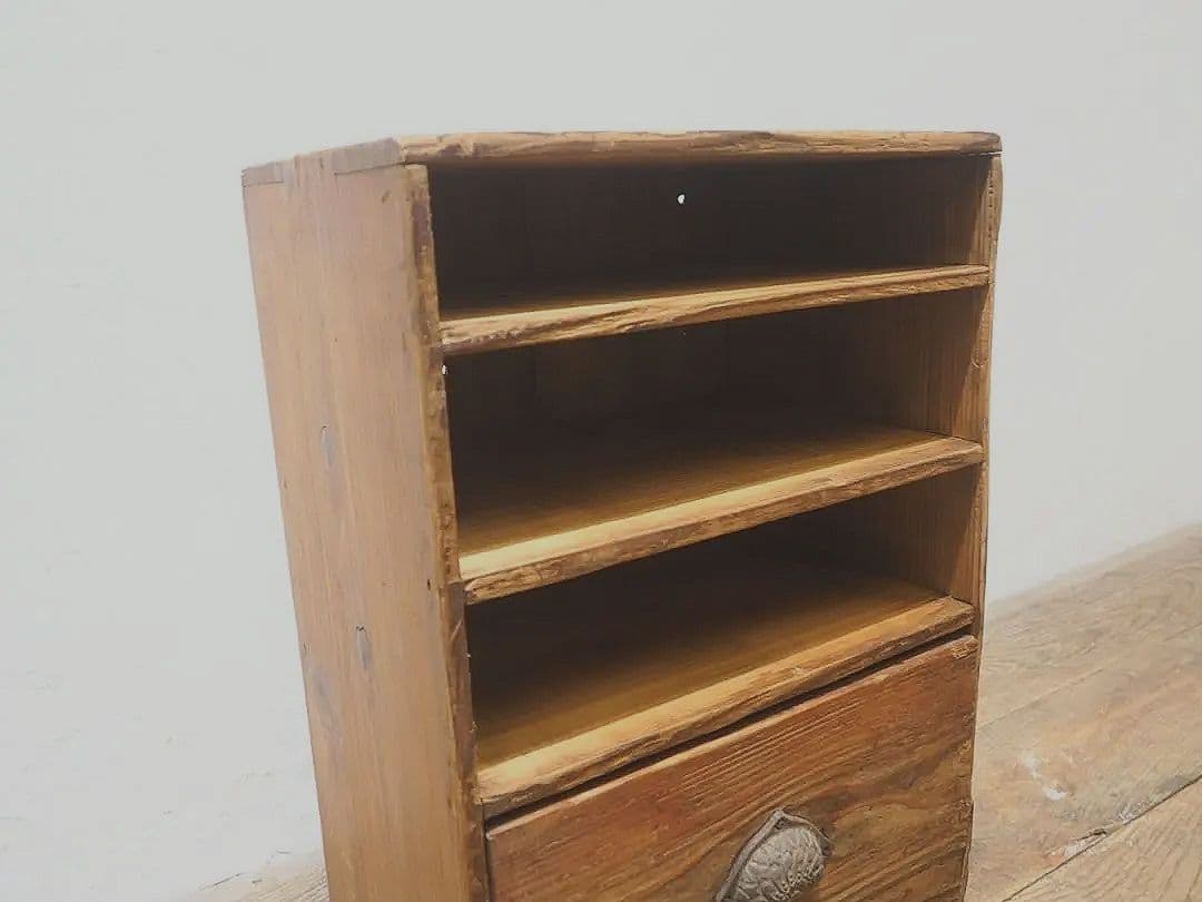 1319 小ぶりな杉の収納棚　飾り棚　抽斗　ケース　古家具　レトロ　ビンテージ