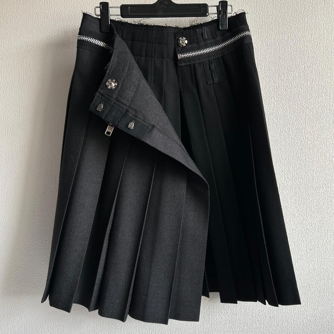 トリココムデギャルソン ウール 巻きプリーツスカート 膝丈　Sサイズ