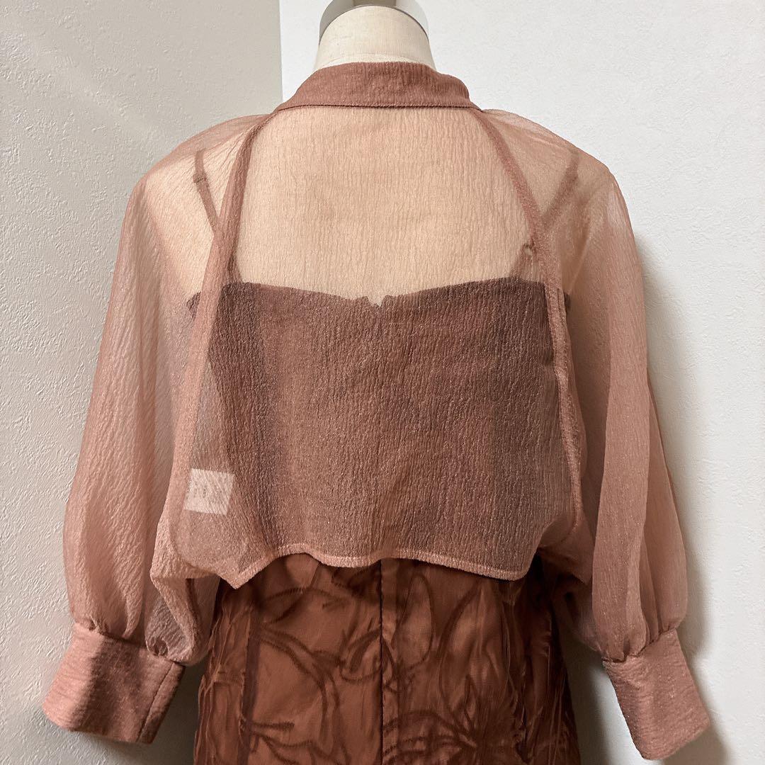 kanaカナ　nianaブラウン　ボウタイリボンボレロキャミワンピセットドレス