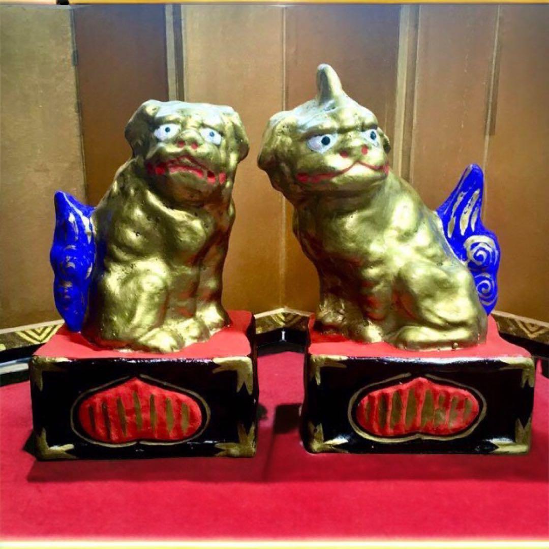 古玩 秋田県 郷土玩具 八橋人形 道川トモ 狛獅子（狛犬）縁起物　魔除け　厄除け