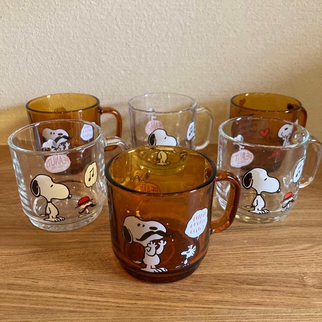 デュラレックス　スヌーピー　ガラスマグカップ 新品未使用　6個セット