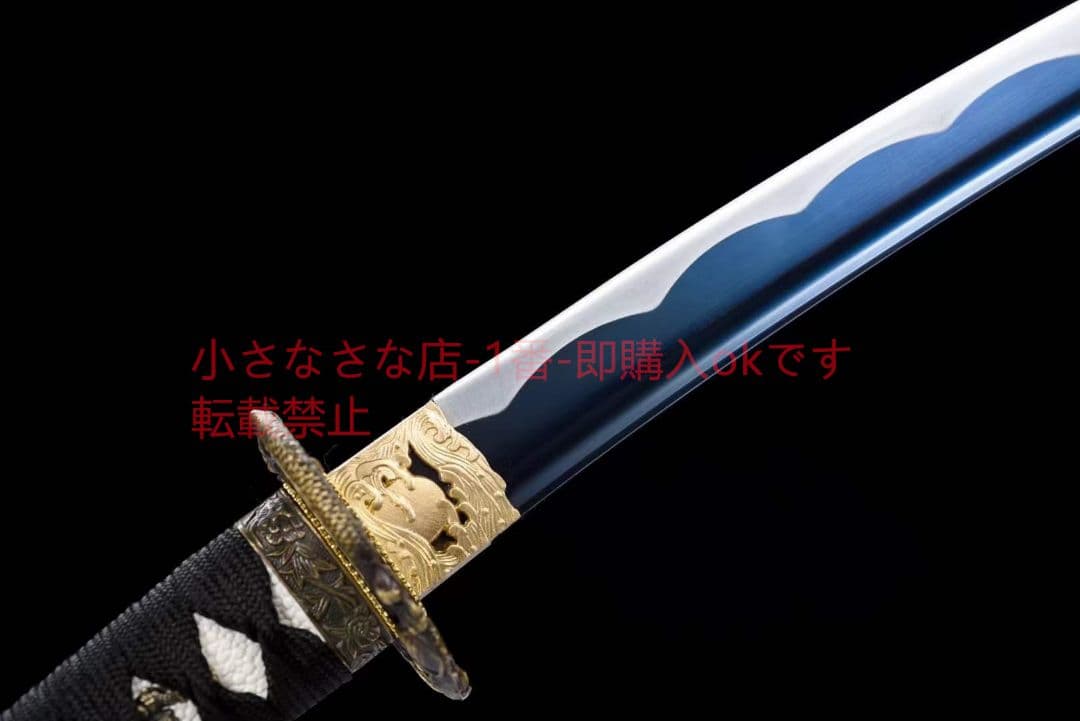 12寸中炭素鋼焼藍武士刀【藍銀草】古兵器 武具 刀装具 日本刀 模造刀 居合刀