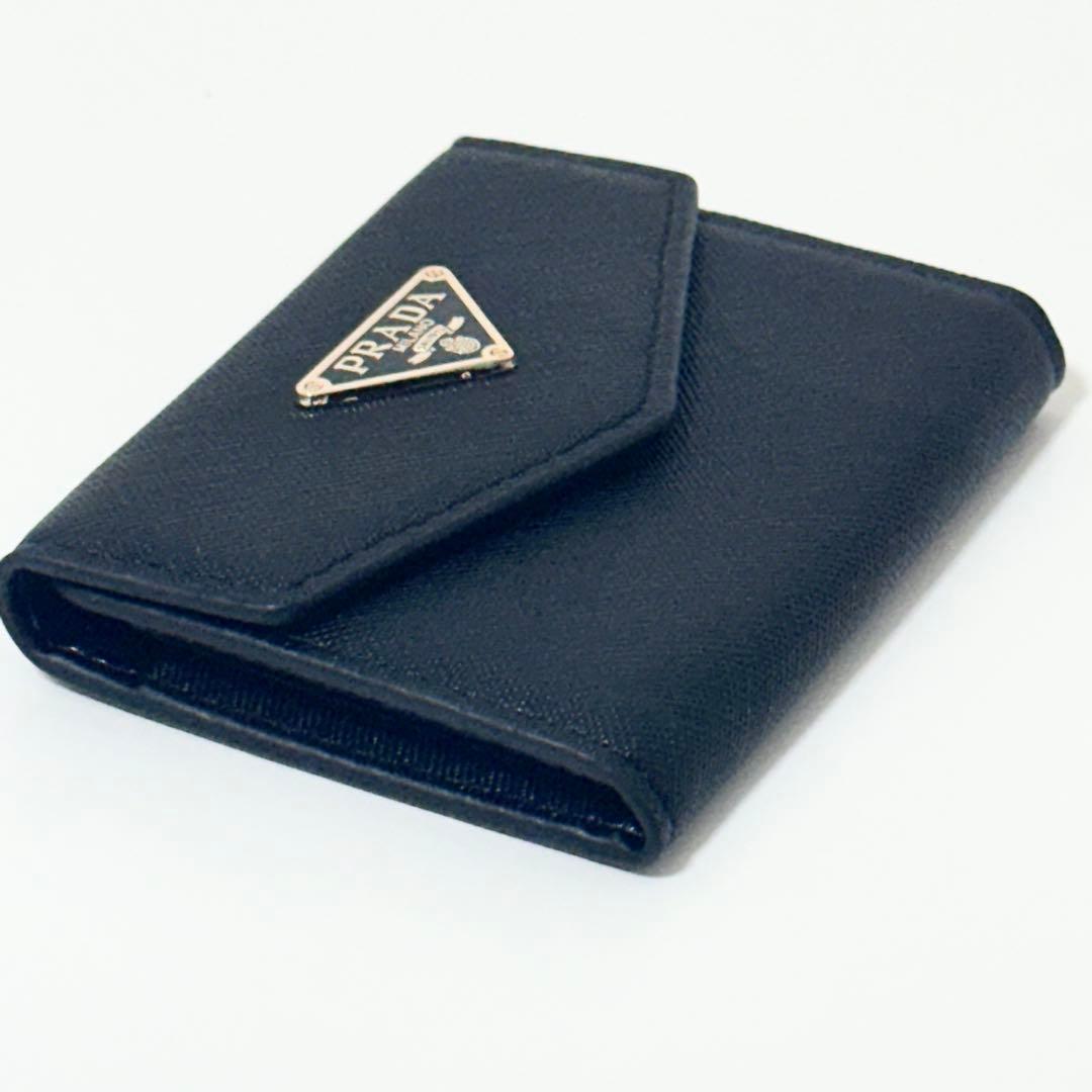 PRADA プラダ ロゴフラップ 二つ折り財布 サフィアーノレザー ブラック