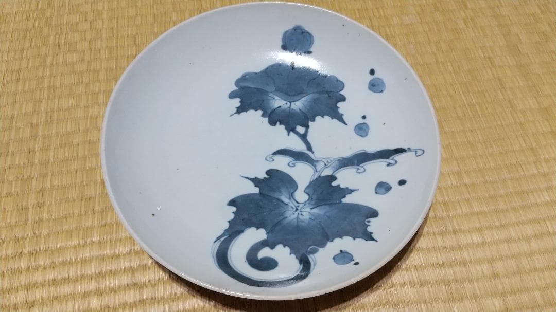 古伊万里　染付　花図　大皿（29cm）美品！富貴長春