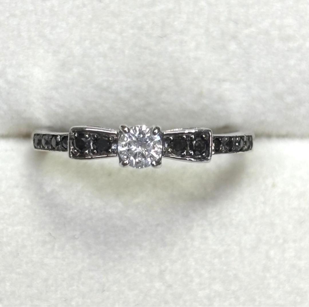 10K ブラックダイヤ ＆ダイヤリング 12号