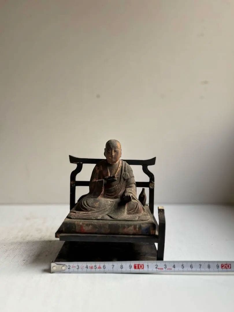 762 骨董 アンティーク 古道具 古い仏像 坐像 木彫 仏教美術 民芸