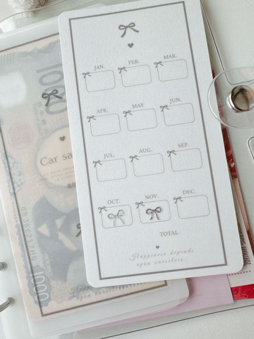 A6リフィル グレーリボン month checksheet 5枚1400円