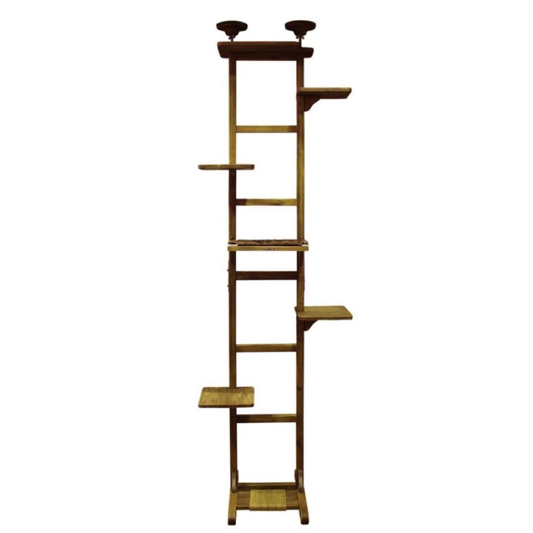 【訳有】　キャットシェルフ スリム　キャティーマン　突っ張り型木製キャットタワー