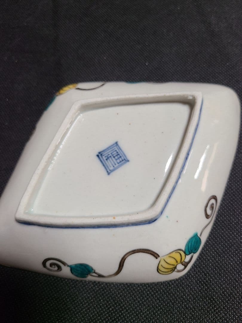 九谷焼初代須田菁華古九谷色絵菱形皿5枚