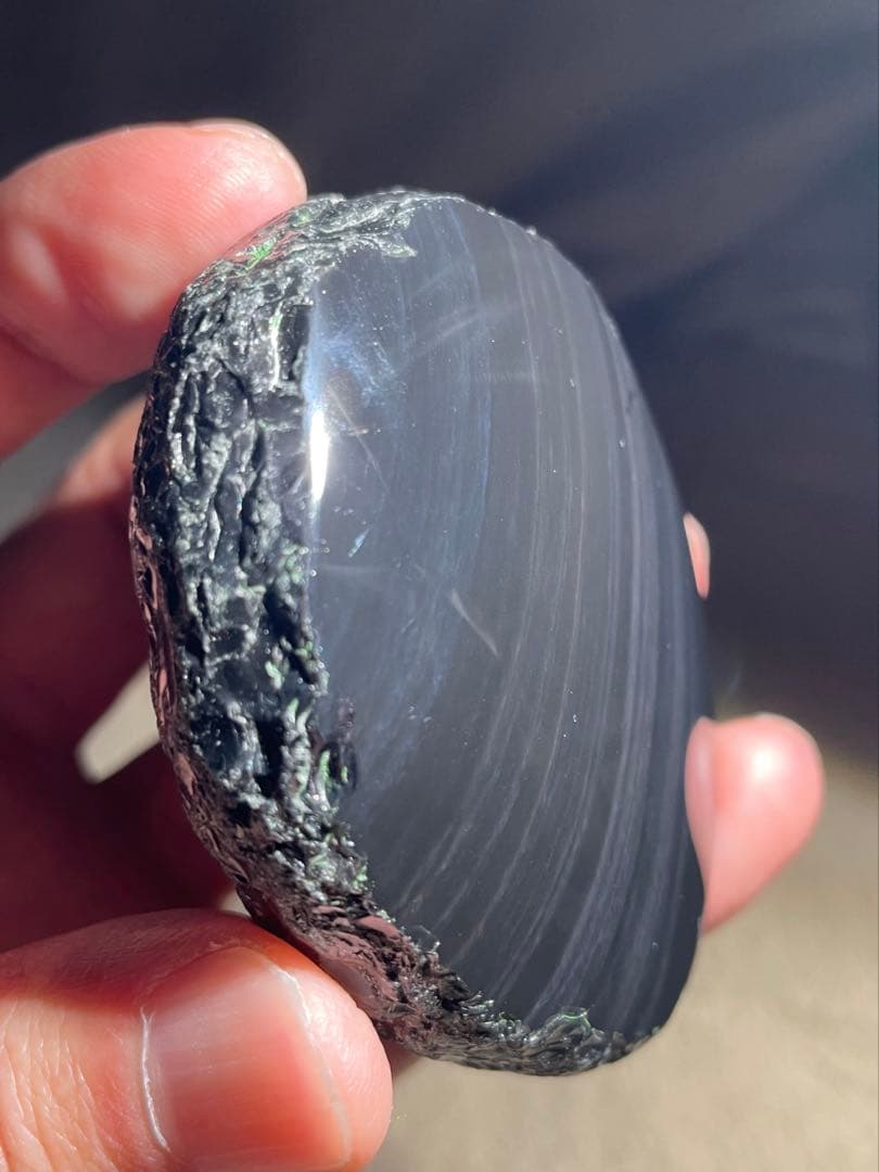 研磨品　十勝石玲瓏複合色　レインボーオブシディアン