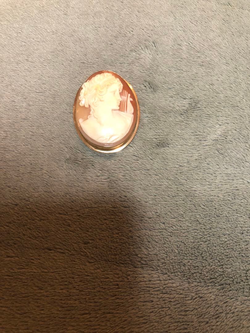 イタリー製　14k シェルカメオ　ブローチ
