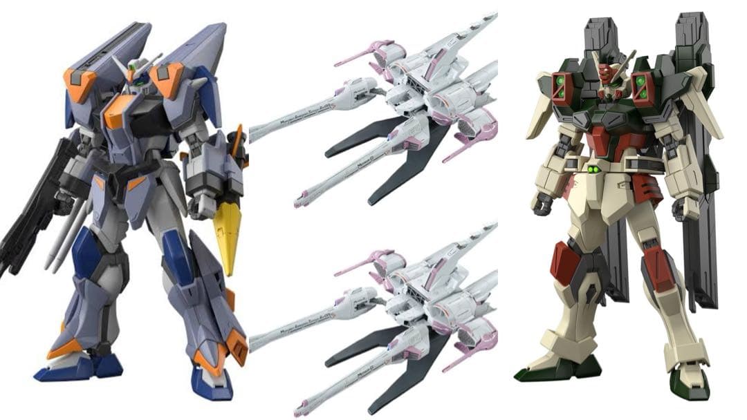 HGミーティアユニット2個、デュエルブリッツ、ライトニングバスターガンダムセット