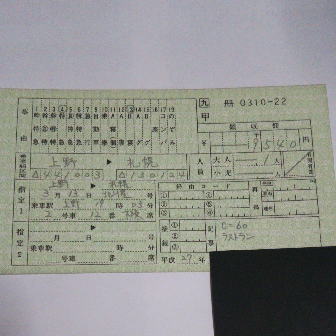 使用済み切符 寝台特急北斗星 定期下りラストラン