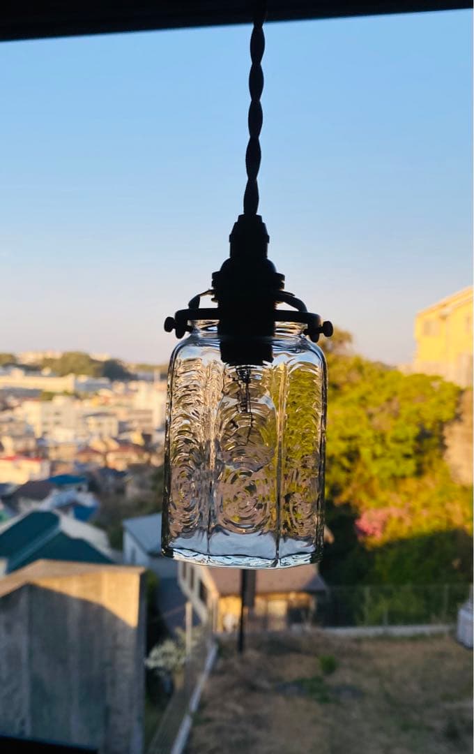 【僕チーズ】安土草多　ガラスペンダントライト　照明　八角筒瓶(クリア)