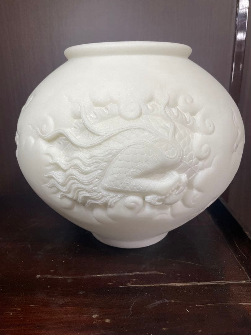 大理石製 龍彫刻ツボ 韓国統一教会 時代朝鮮美術 本品証明書付き