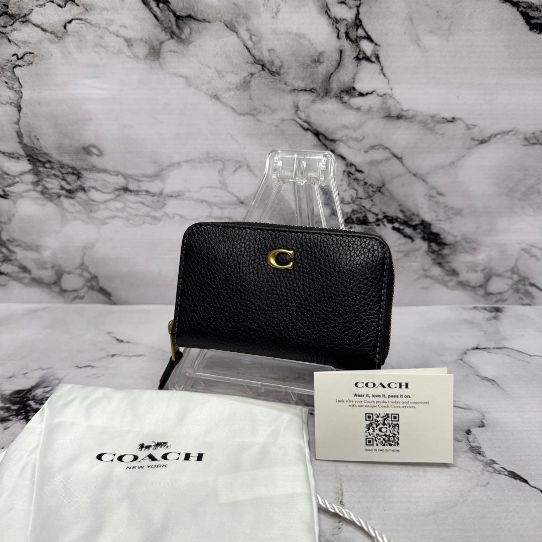 (未使用品)大人気、コーチ、カードケース、オールレザー、シボ革、金ロゴ、人気色