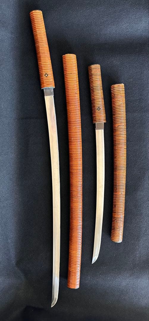 模造刀 藤巻拵 大小 二本差し 打刀 脇差 鞘付長さ68/100cm 25I7