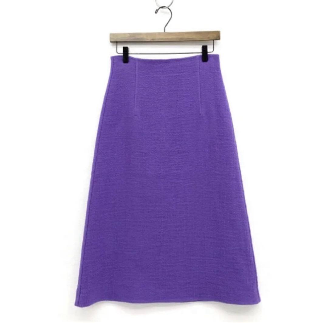 BLAMINK ブラミンク トラぺーズスカート ウールリネンシルク パープル