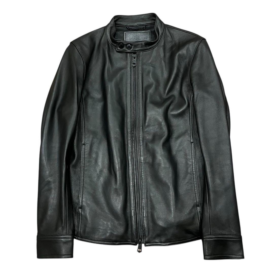 【未使用】1piu1uguale3 ラムレザー シングル ライダースジャケット