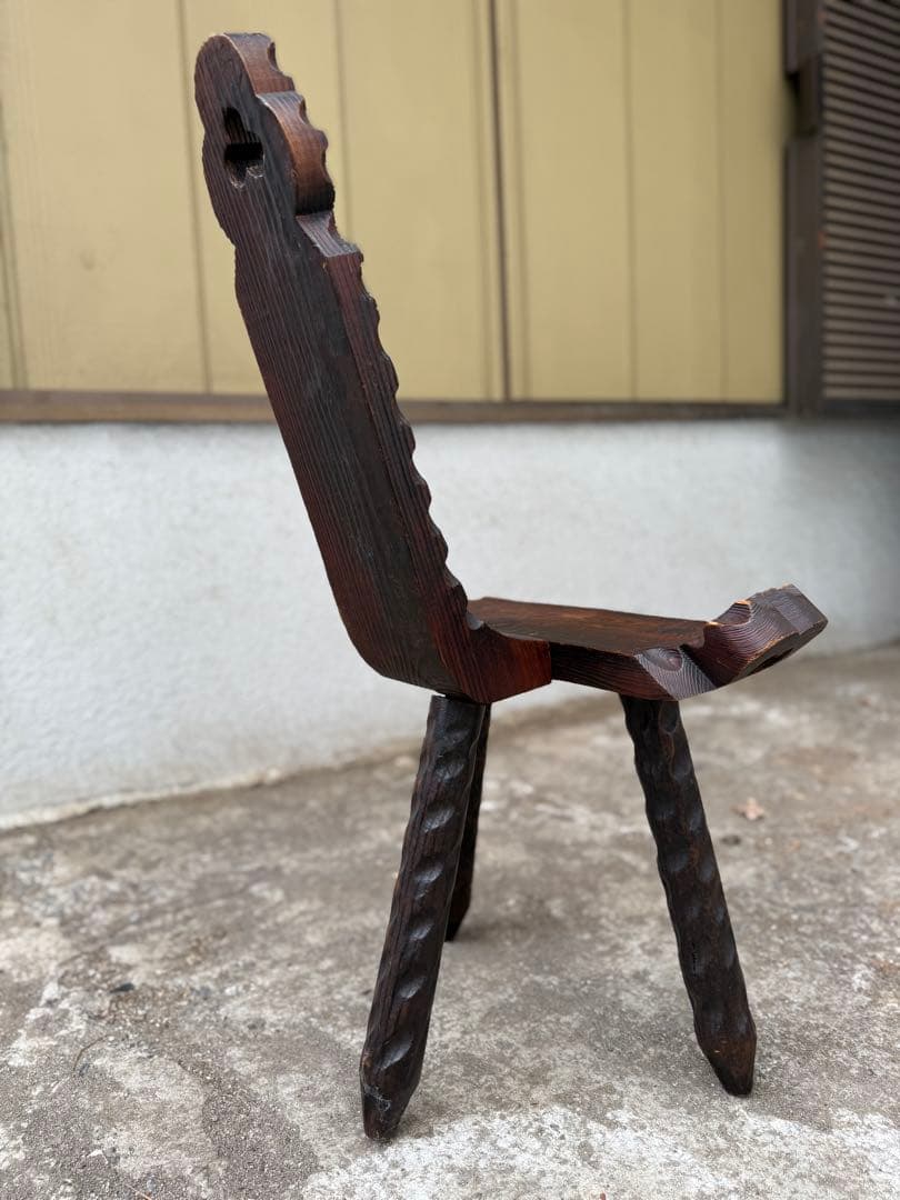 家具 Spanish Brutalist Chair in Wood, 1960s