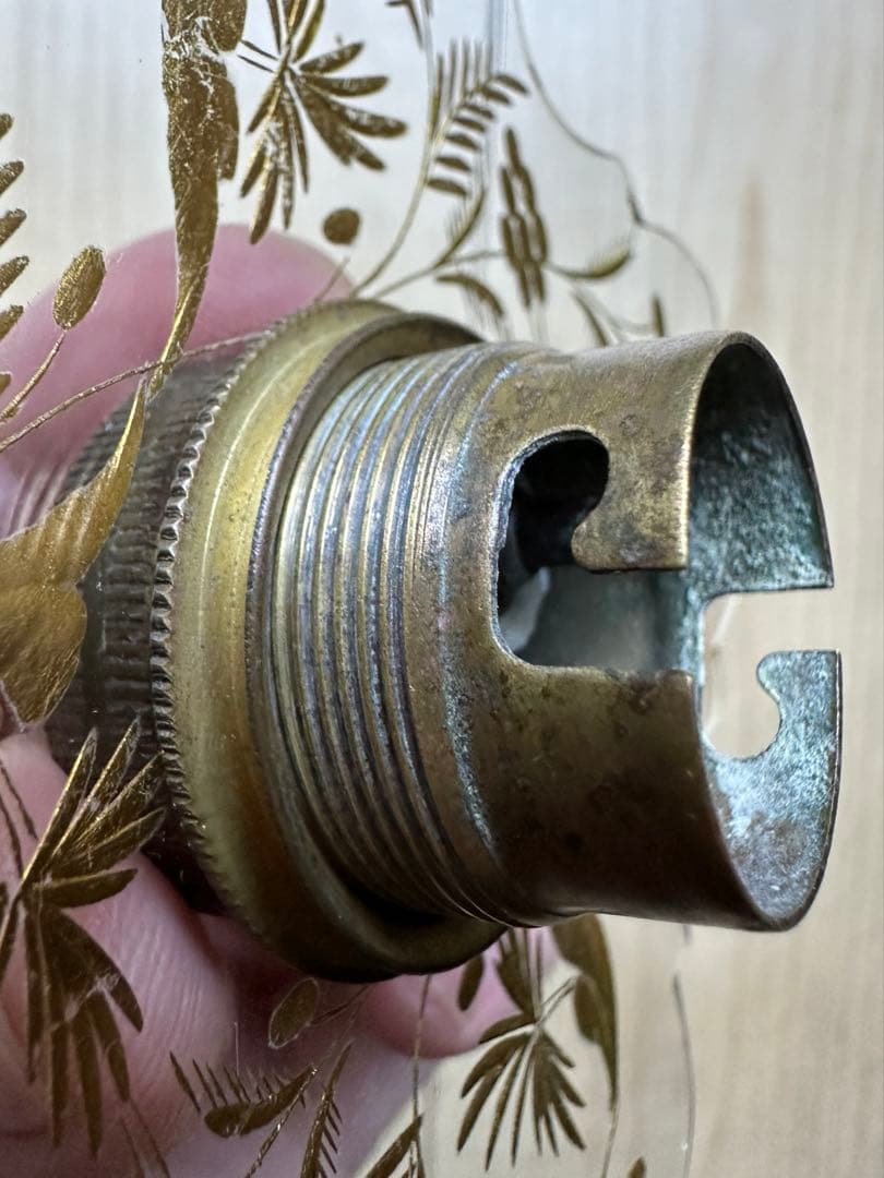 1900's フランス アンティーク 金箔で絵付けされた美しいアトリエランプ＊