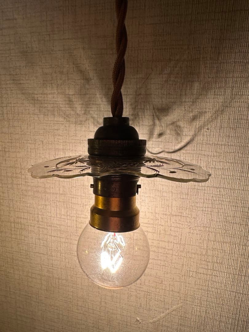 1900's フランス アンティーク 金箔で絵付けされた美しいアトリエランプ＊