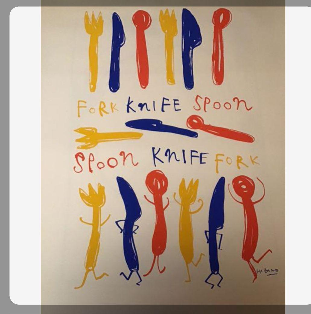 ★日比野克彦★シルクスクリーンポスター★フォーク/ナイフ/スプーン