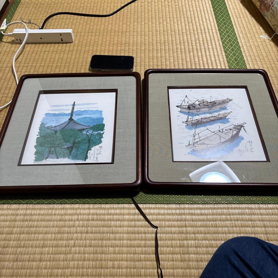 木製ガラス面額縁　2個