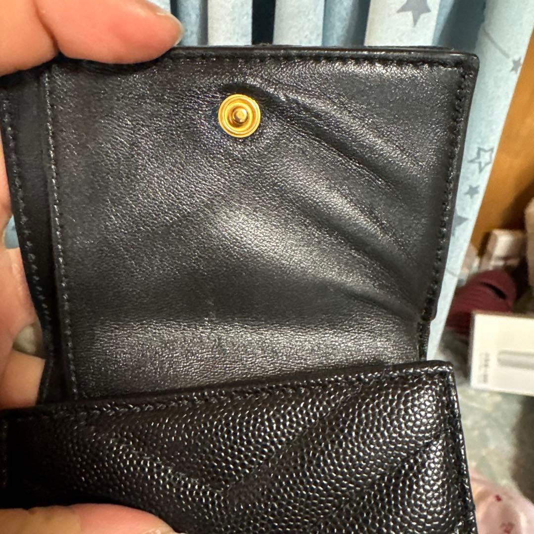 YSL ブラック 三つ折り財布 キルティング