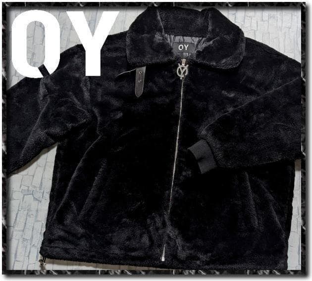 い*ー様 オーワイ　ジップアップフェイクファージャケット　黒
