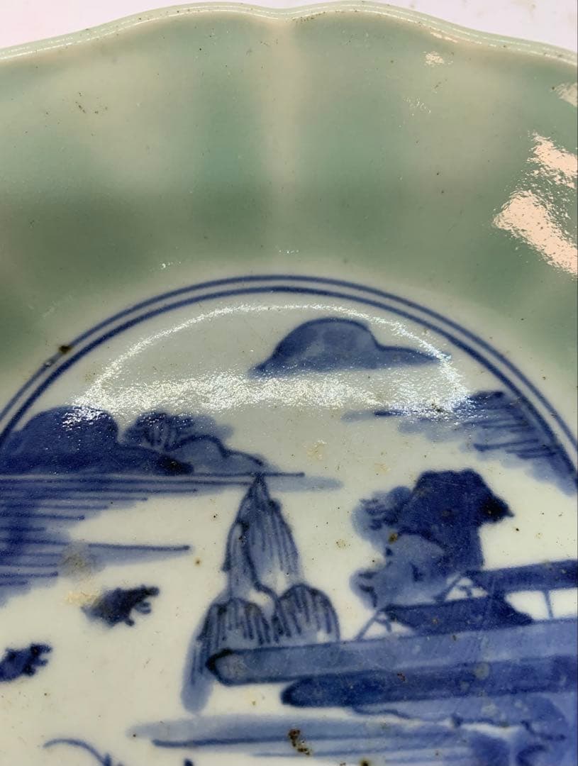 古伊万里青磁の輪花鉢