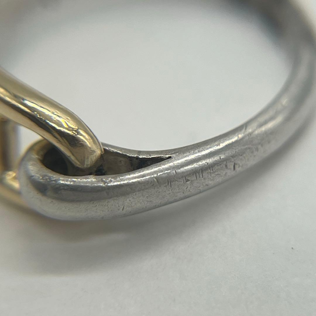 エルメス HERMES シェーヌダンクル リング 9号 SV YG コンビ