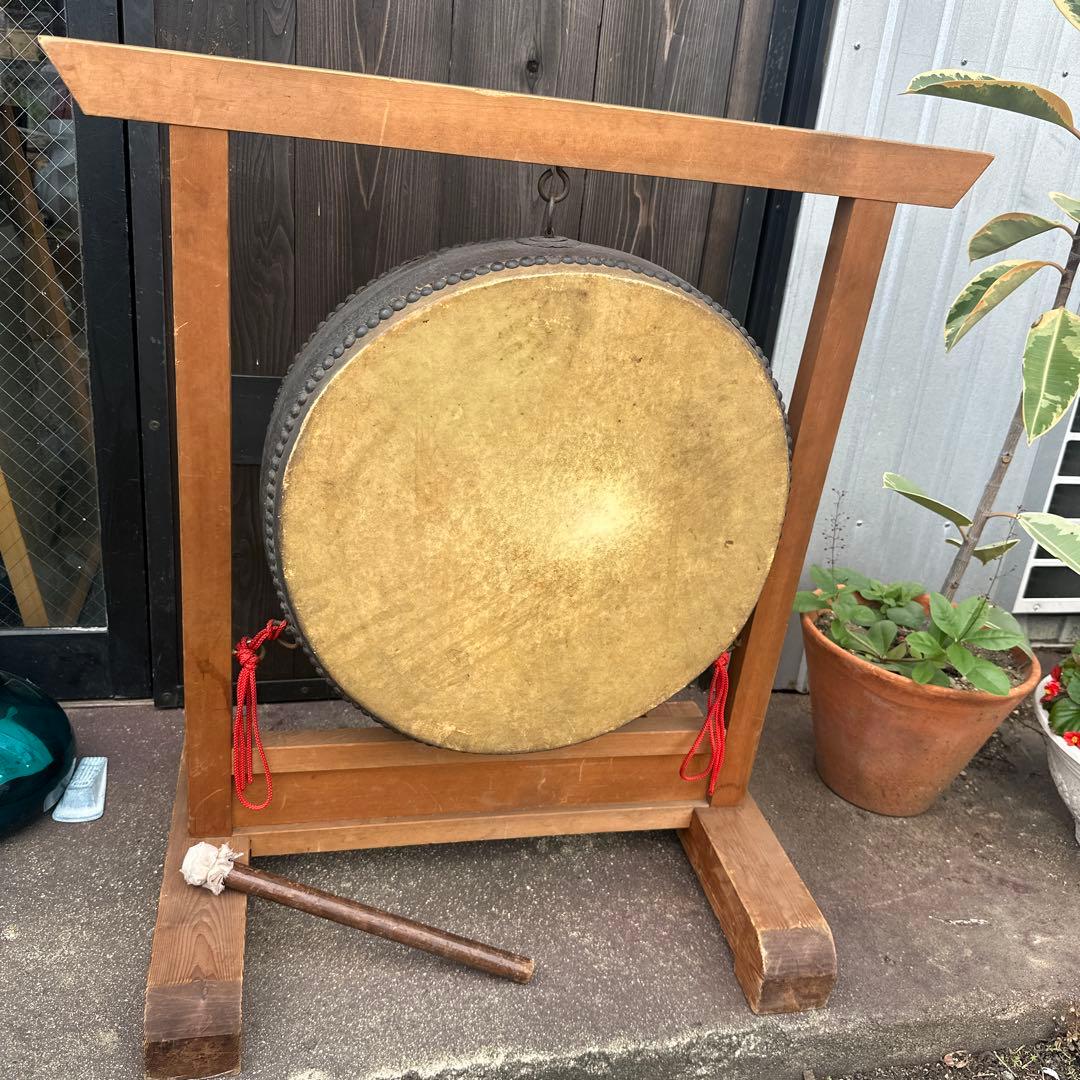 瞬間的お値下げ❣️ヴィンテージ　和太鼓 木製フレーム バチ付き